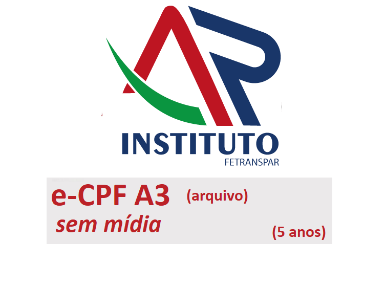 E-CPF A3 SEM MÍDIA (VALIDADE DE 05 ANOS)