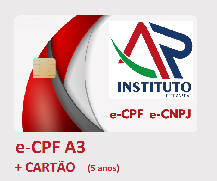 E-CPF A3 EM CARTÃO INTELIGENTE (VALIDADE DE 05 ANOS)